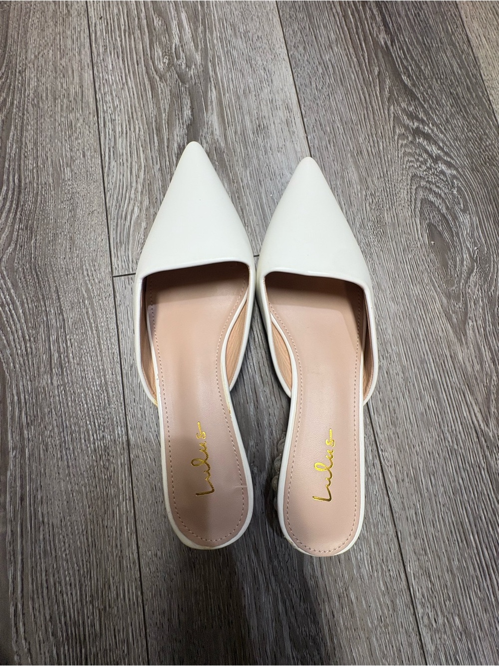 Lulus Pearl-Accented Pointed Toe Mules - White - Picture 10 of 11